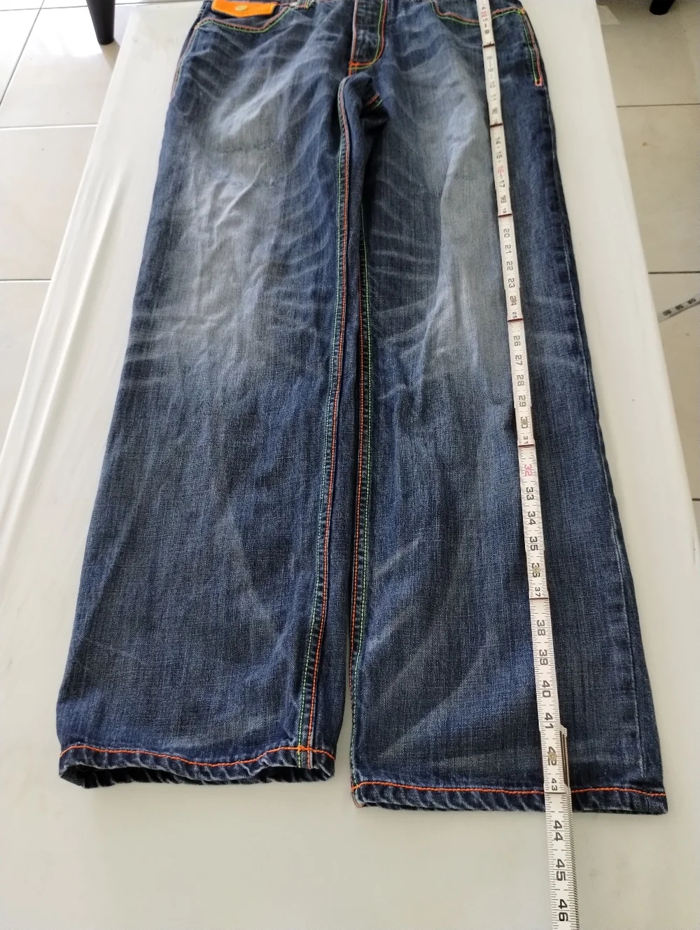 Coogi Men's Pants Y2K Spellout Denim Distressed Embroidered Size 34x 33 - Picture 4 of 14
